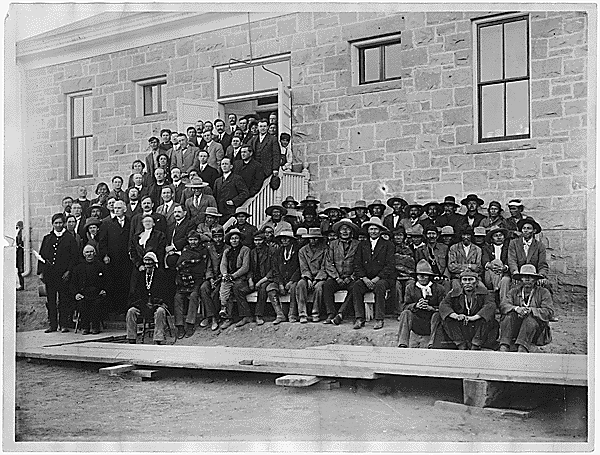 Pueblo tribal members visiting the Albuquerque Indian School