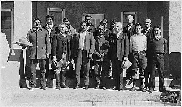 Pueblo tribal members visiting Albuquerque Indian School